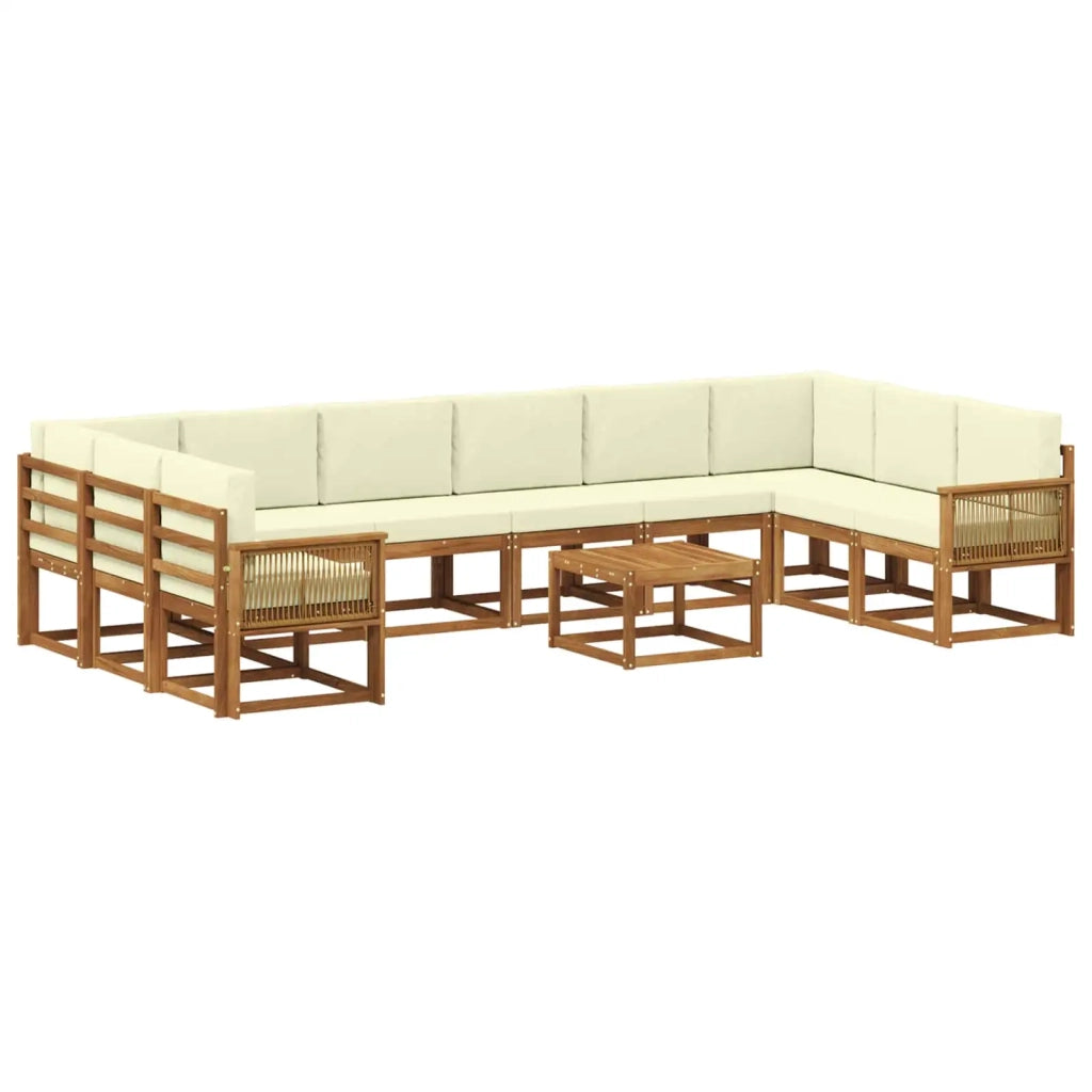 Set di divani da esterno con cuscino 11 pcs Naturale e Crema