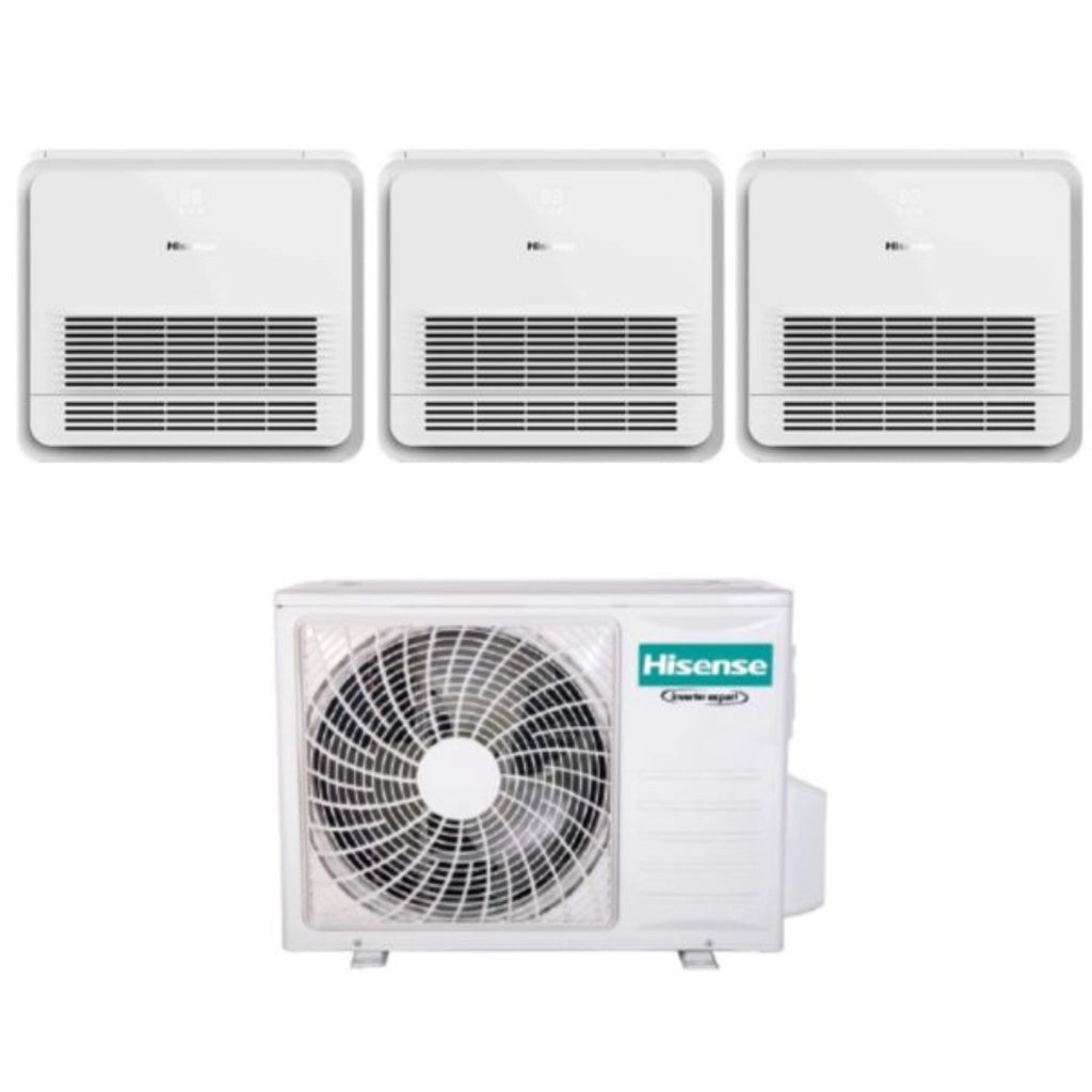 Climatizzatore Condizionatore Hisense Trial Split Console 9+12+12 con 3AMW72U4RJC R-32 Wi-Fi Optional Con Telecomando di Serie 9000+12000+12000