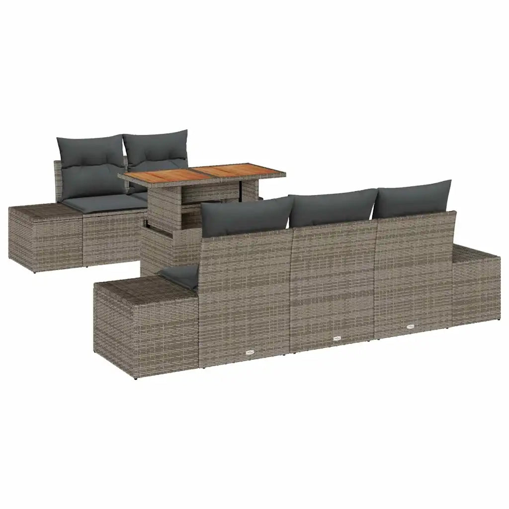 Set Divano da Giardino 6 pcs Grigio Poly Rattan 3358638