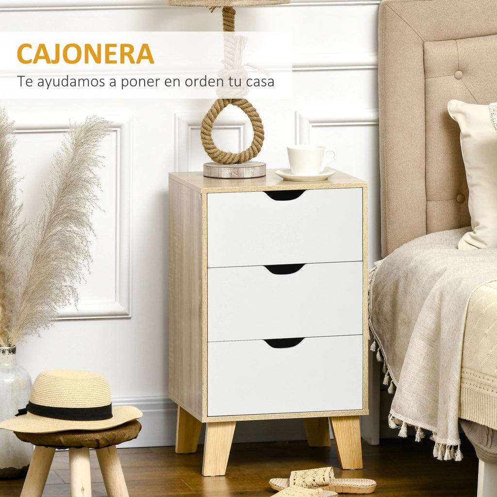 Cassettiera Moderna con 3 Cassetti ¨C zephmum ¨C 40x35x68,5 cm Legno Naturale