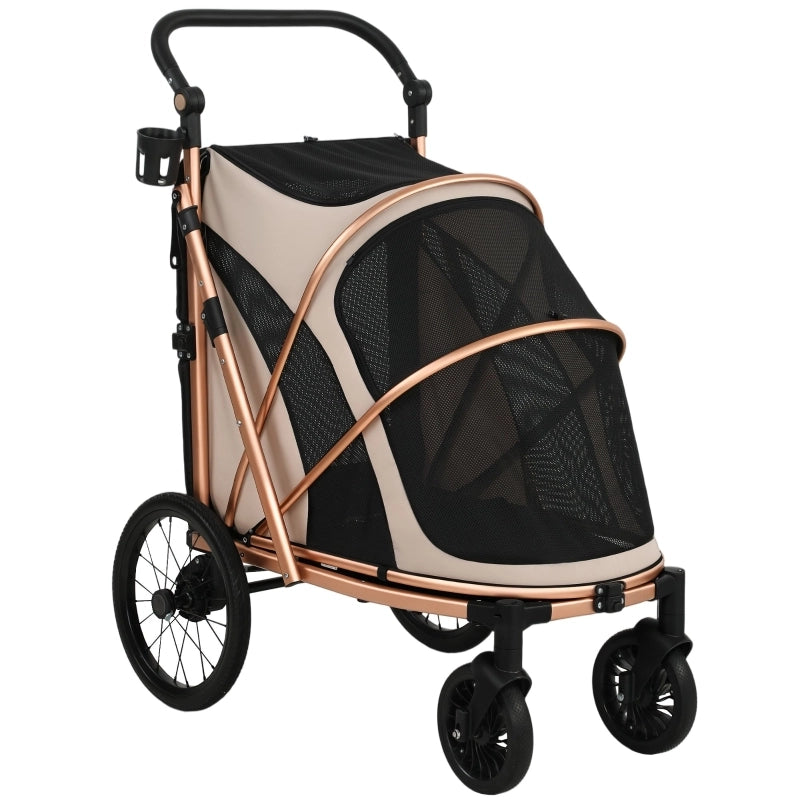 PASSEGGINO PER CANI pieghevole 50 cm 20 kg in alluminio marrone