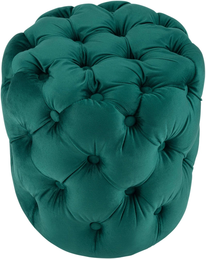Pouf Drancy in velluto trapuntato Verde scuro,M