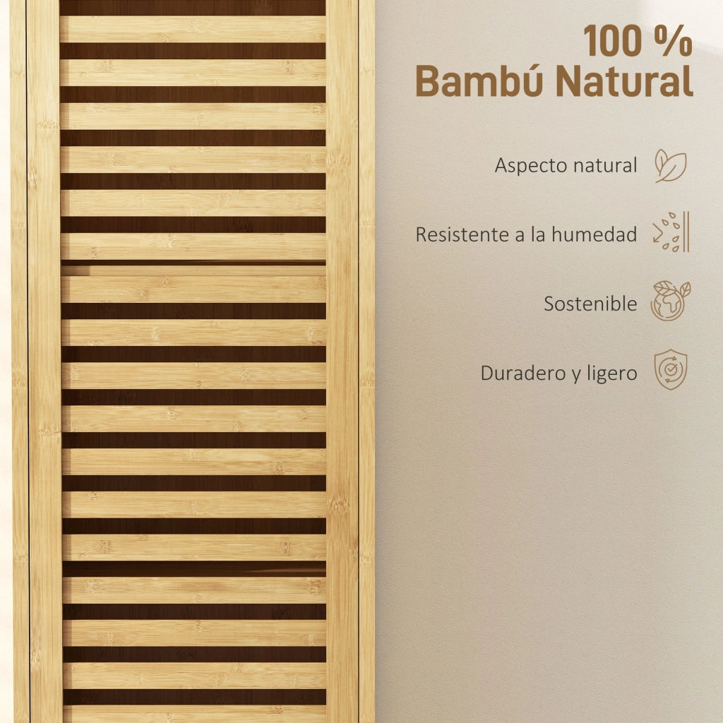 Colonna Bagno Bamb¨´ ¨C Xylo ¨C 3 Ripiani Anta Regolabile 34x30x170 cm Naturale