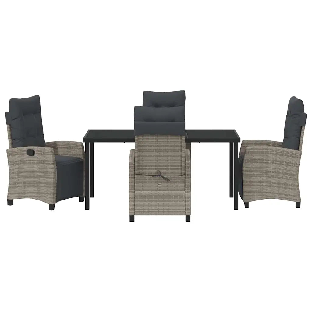 Set da Pranzo per Giardino con cuscino 5 pcs Grigio polyrattan 3380438