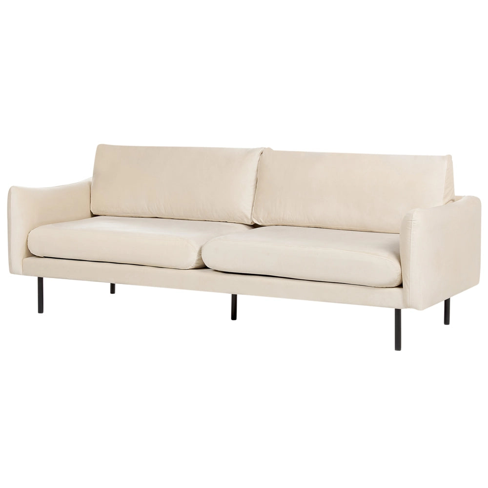 Divano moderno in velluto beige chiaro a 3 posti con Gambe nere Stile Retrò Moderno