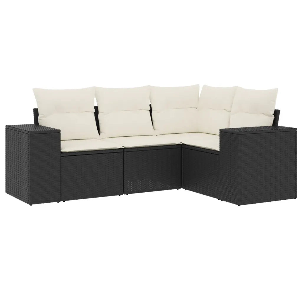 Set Divani da Giardino 4 pz con Cuscini Nero in Polyrattan 3254843