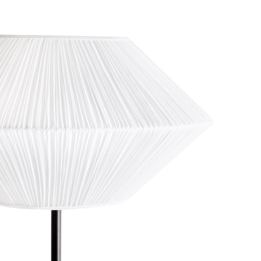 Lampada da terra moderna Base in ferro nero Paralume in tessuto Soggiorno Camera da letto Bianco