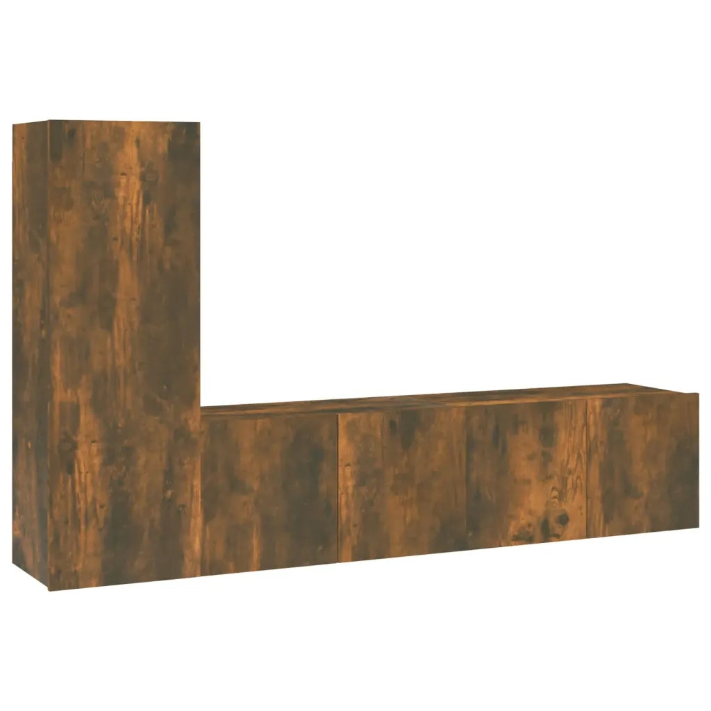 Set Mobili Porta TV 3 pz Rovere Fumo in Legno Multistrato 3120257
