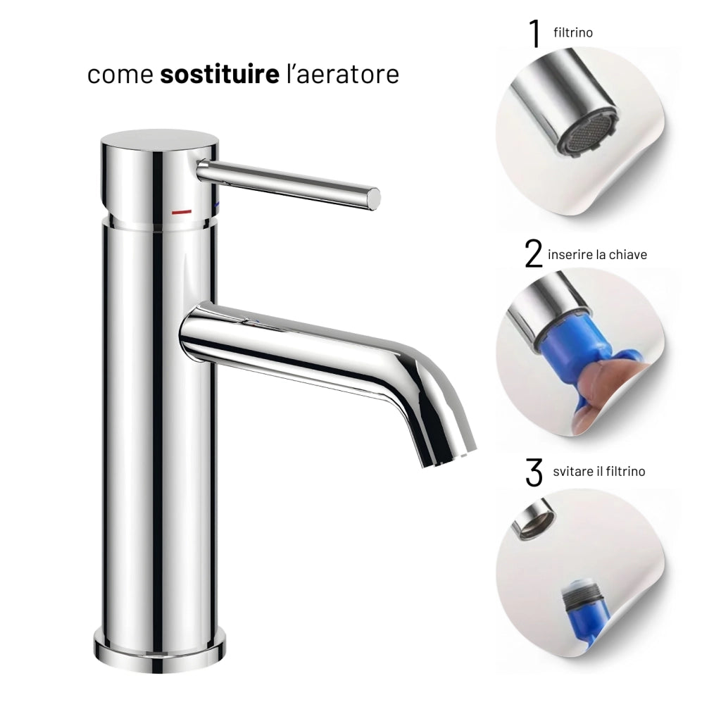 Miscelatore per lavabo jazz con leva in metallo e sistema quickinstall integrato *** finitura- cromato, confezione 1