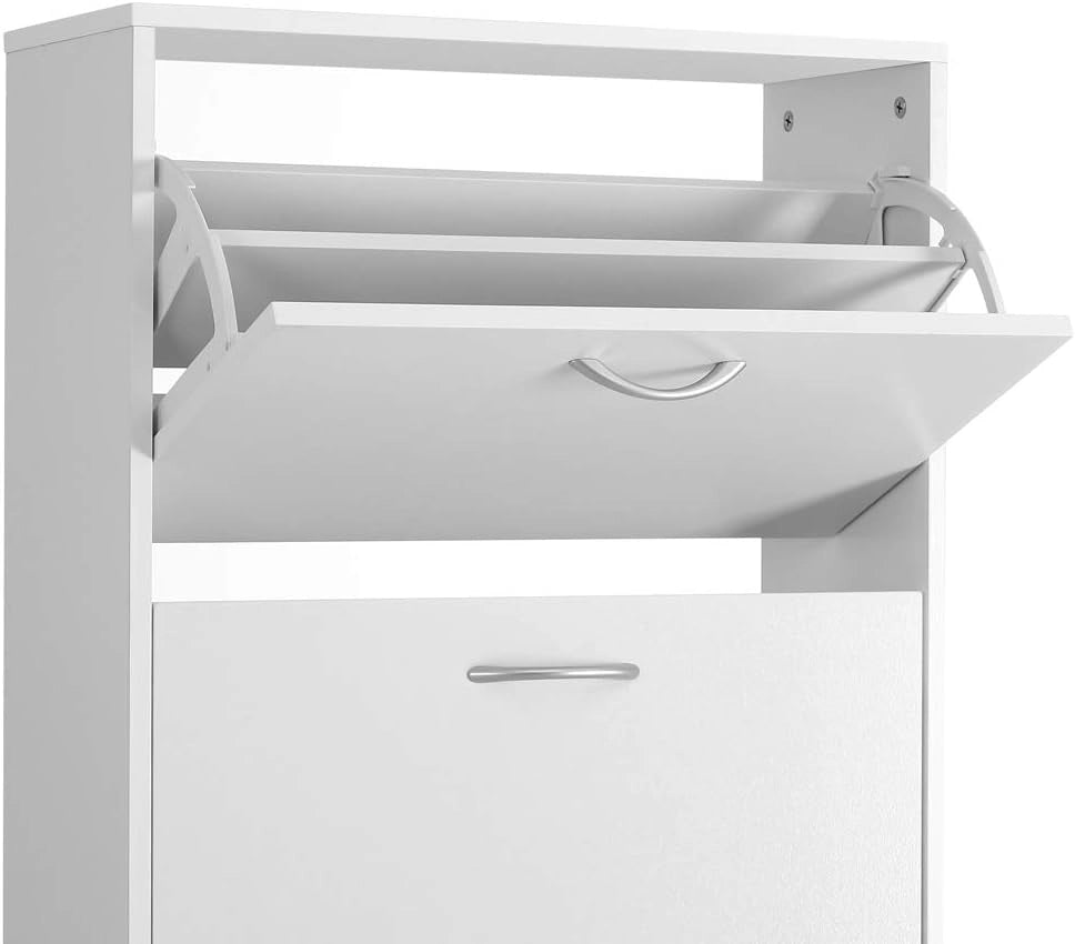 Scarpiera Mobile per Scarpe Legno Bianco 3 Scompartimenti 115x60x24 cm Scaffale Salvaspazio