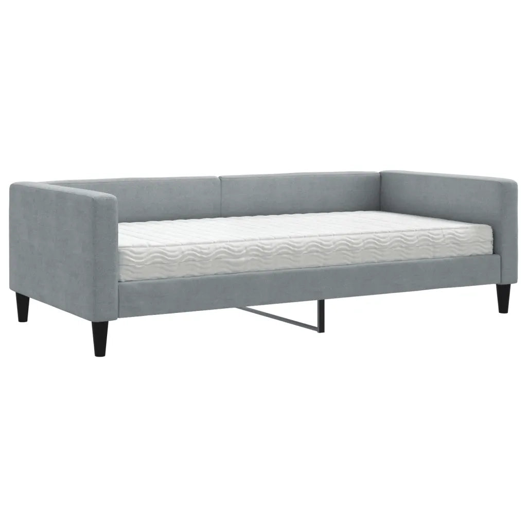 Divano Letto con Materasso Grigio Chiaro 100x200 cm in Tessuto