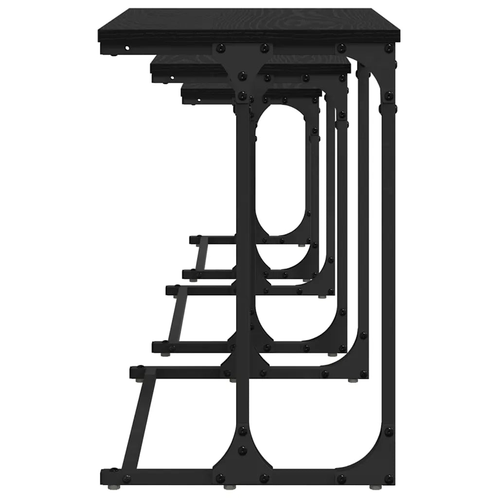 Tavolo da caffè nesting 3 pcs Rovere nero Legno multistrato
