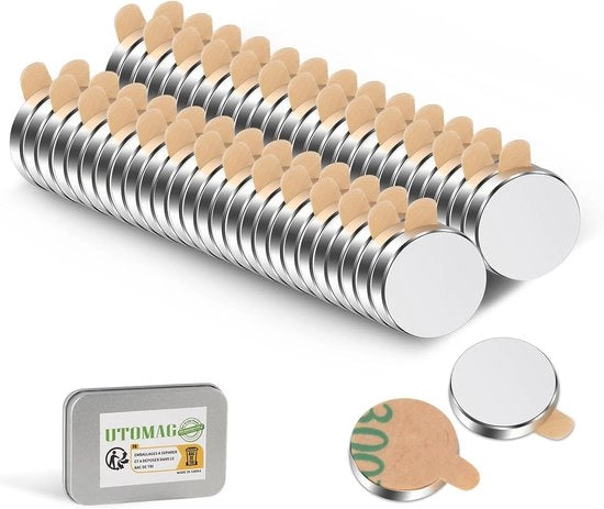 Magneti Neodymium Autoadesivi - Ideali per Ufficio e Cucina - 52 Pezzi - 10x2mm