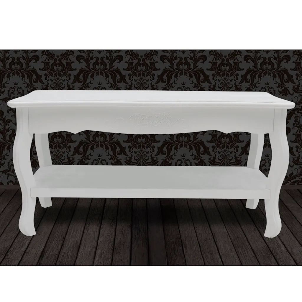 Tavolino da Salotto con 2 Ripiani in MDF Bianco 60629