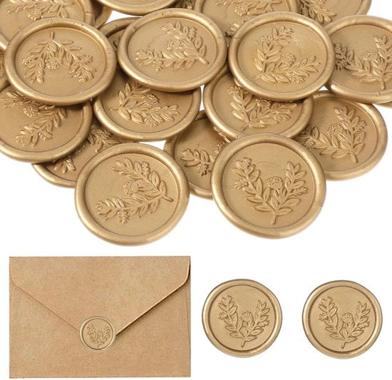 Scegli di Sposarti - 25 Pezzi - Disegno di Eucalipto - Adesivo - Oro Antico - Per Annunci di Matrimonio - 3 cm Dimensione - Sigillo