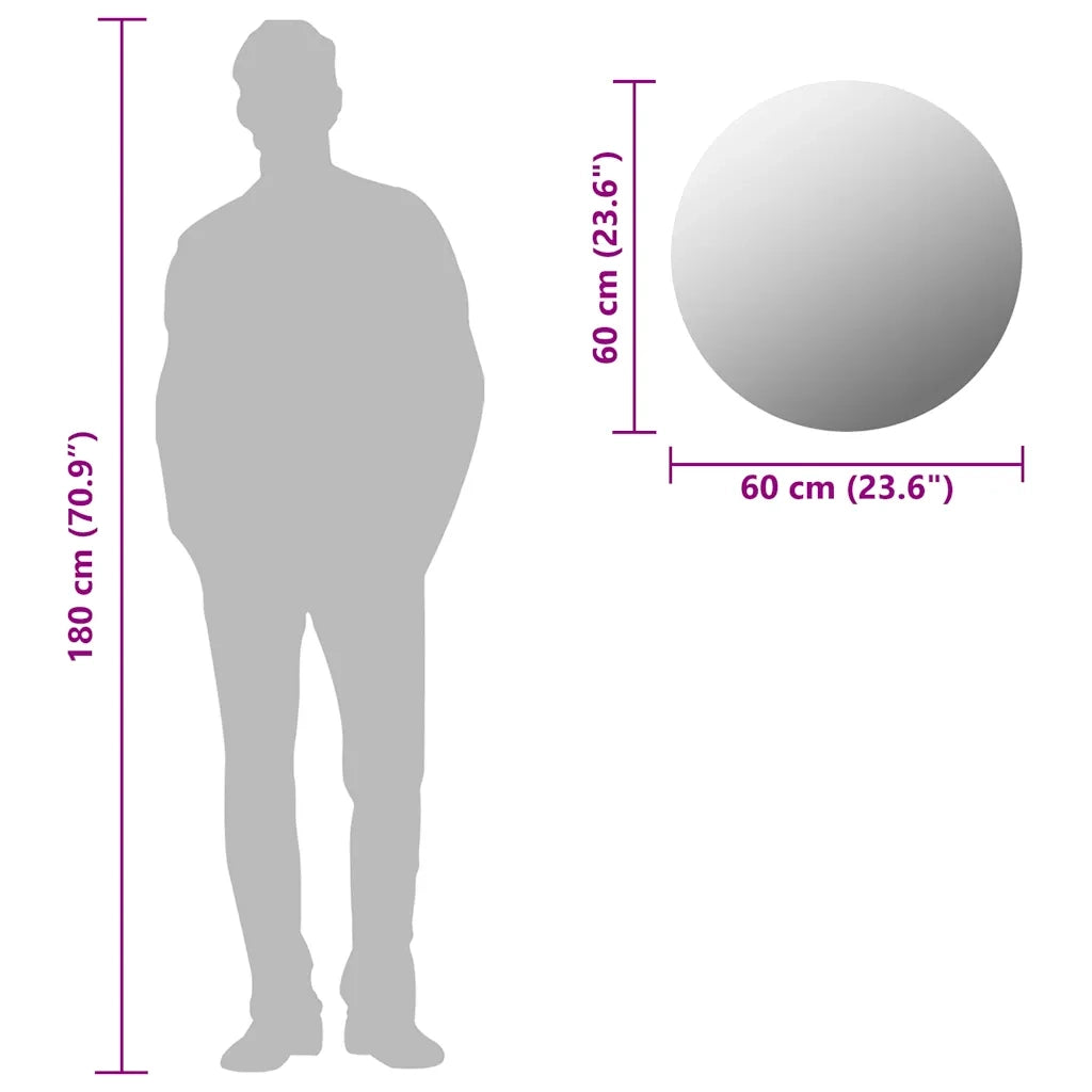 Specchio da Parete 60 cm in Vetro Circolare 245704