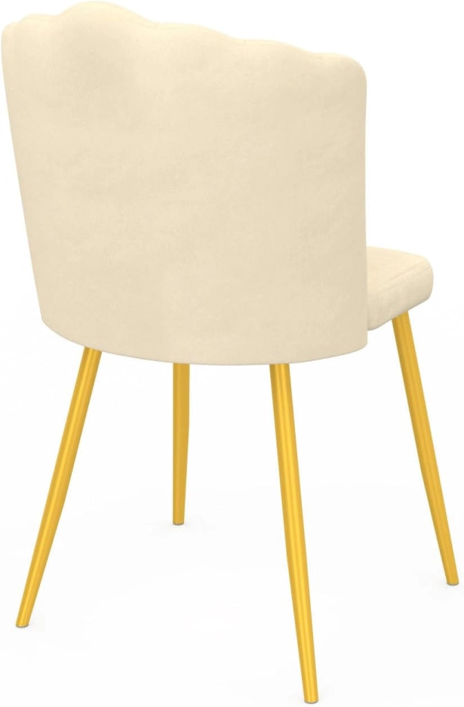 Set di 2 sedie a conchiglia ADELLA in velluto beige con gambe dorate