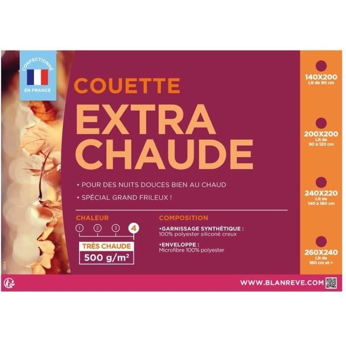 Piumino in microfibra extra caldo BLANREVE - 200 x 200 cm - Bianco