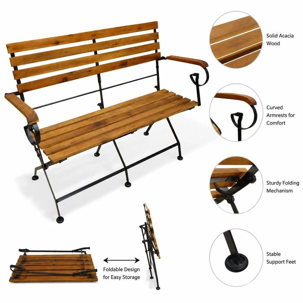 Folding Garden Bench, 112 Cm, Solid Acacia Wood