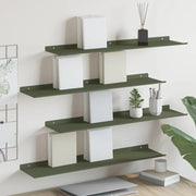 Mensola sospesa 4 pcs Verde oliva 80 x 18 x 2,5 cm Acciaio