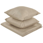 Copriletto in tessuto poliestere tortora 140 x 210 cm con cuscini motivo goffrato decorativo biancheria da letto classico camera da letto