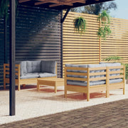 Set Divani da Giardino 5 pz con Cuscini Grigi Massello di Pino cod mxl 38624