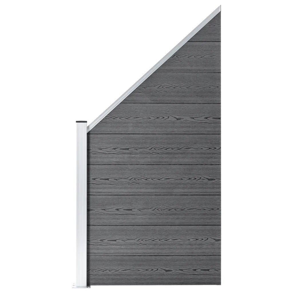 Pannelli Recinzione WPC 2 Quadrati 1 Inclinato 446x186 cm Grigi 3053234
