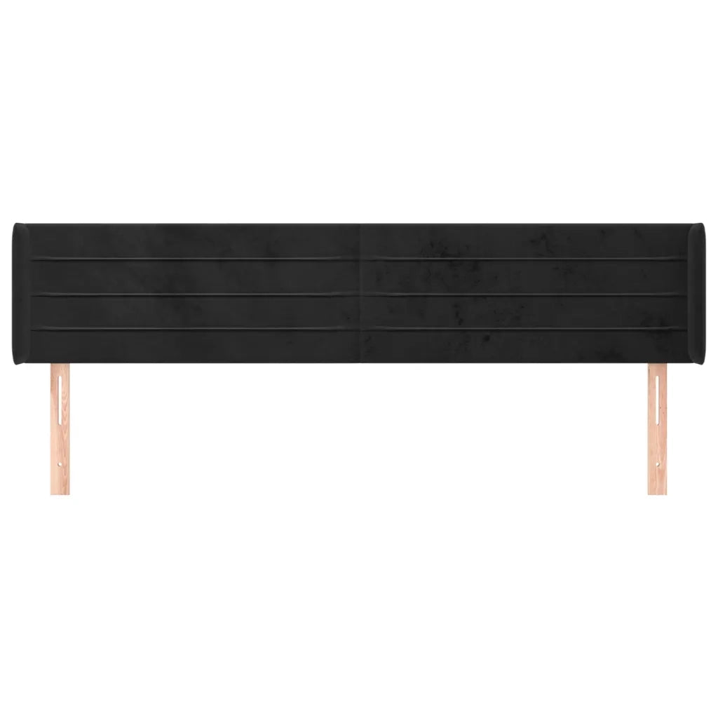 Testiera ad Orecchio-Testata con Orecchie Nera 163x16x78/88 cm in Velluto 889220