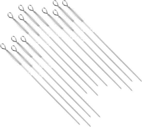 Set di spiedini in acciaio inossidabile a 12 pezzi - 42 cm di lunghezza - set premium di spiedini per verdure