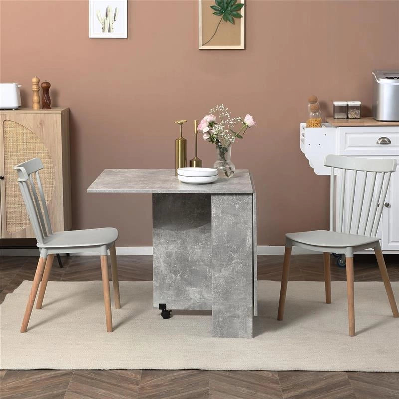 TAVOLO PIEGHEVOLE IN LEGNO PER 4-6 PERSONE CON RUOTE, 75X140X74CM, GRIGIO