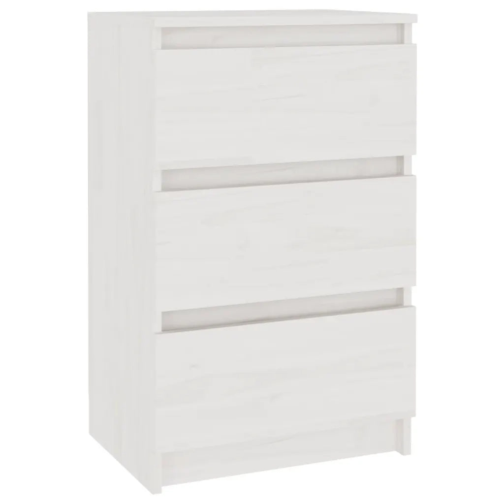 Comodino | Armadio da Notte | Mobiletto da notte Bianco 40x29,5x64 cm in Legno Massello di Pino