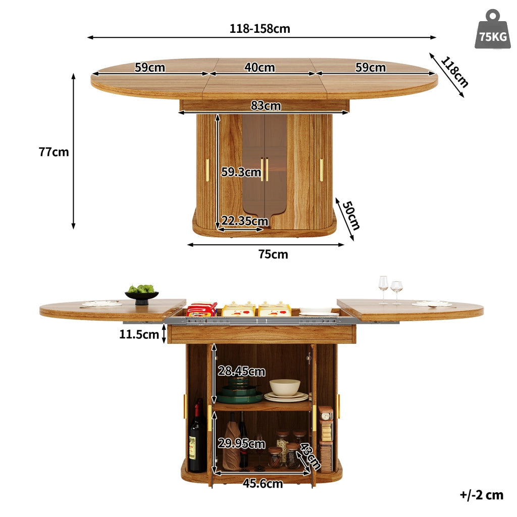 Tavolo da Pranzo Rotondo Allungabile ¨C Xylo ¨C Noce, 118-158 cm, 6 Persone