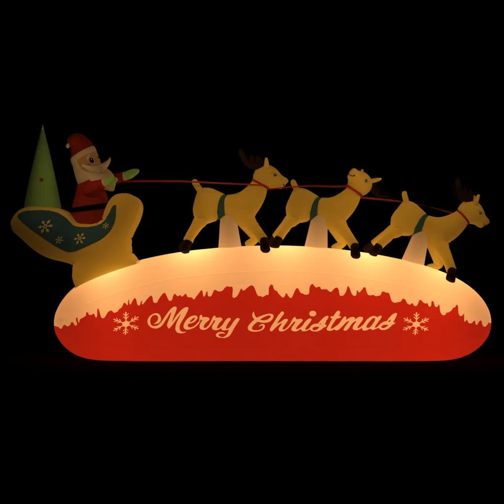 Decorazione Natalizia Babbo Natale e Renne Gonfiabili LED-Luci decorative natalizie 145cm