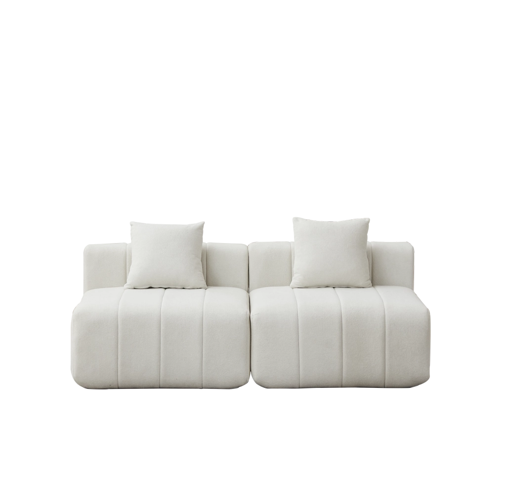 Divano modulare in chenille con 2 cuscini, design minimalista e versatile per soggiorno, ufficio e camera da letto