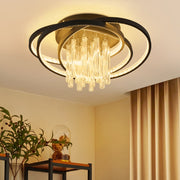 ZMH Plafoniera LED moderna rotonda nera luce bianca calda 3000K 40W lampada in vetro per corridoio ufficio o studio