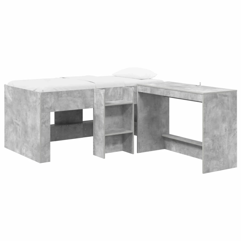 Letto alto per bambini con scrivania 2 pz Grigio Cemento 3423465