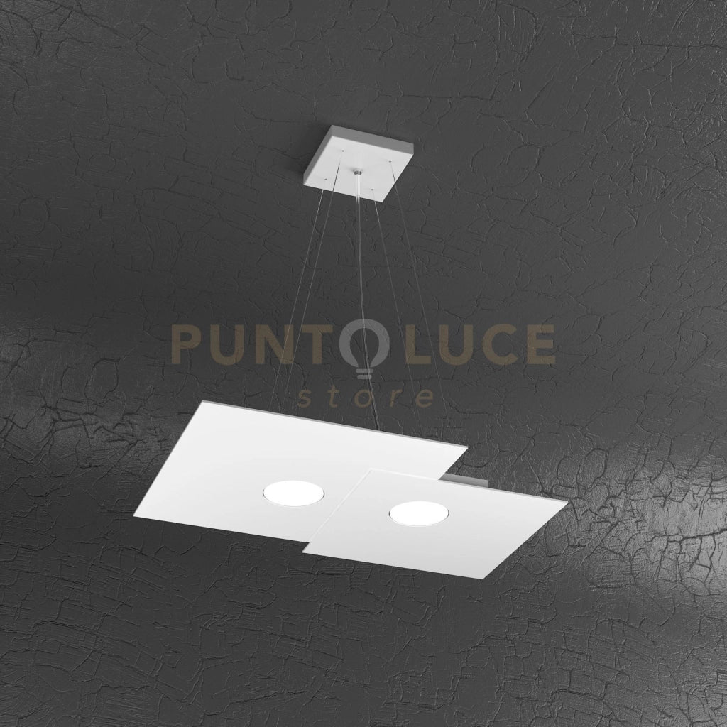 PLATE SOSPENSIONE 2+1 LUCI BIEMISSIONE BIANCO 1129-S2 R+1-BI