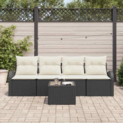 Set Divano da Giardino 5 pcs Nero e Crema polyrattan 3354576