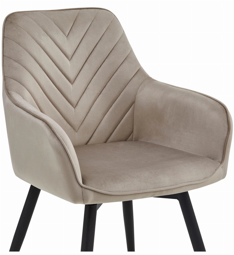 VALORA NANA360 Sedia girevole in velluto beige scuro per soggiorno, cucina, sala da pranzo
