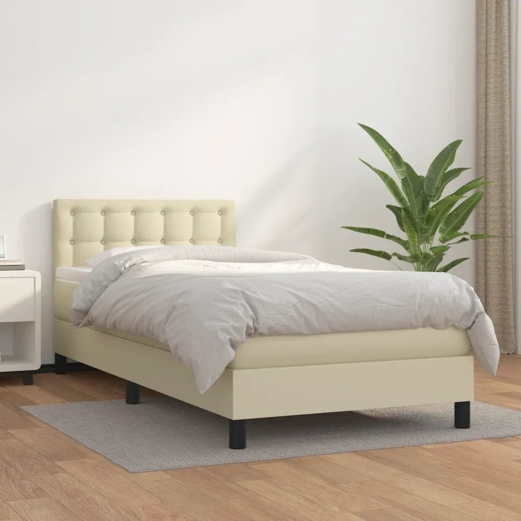 Giroletto a Molle con Materasso Crema 90x200 cm in Similpelle cod mxl 63460