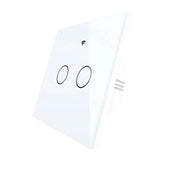 Interruttore Da Parete Touch 2 Tasti, WIFI 2.4G Matter, TUYA, Smart Life,Apple Home, Google Home, Alexa, SmartThings, 10A, AC 90-250V, 50/60HZ, 86X86X30mm, IP20, Bianco