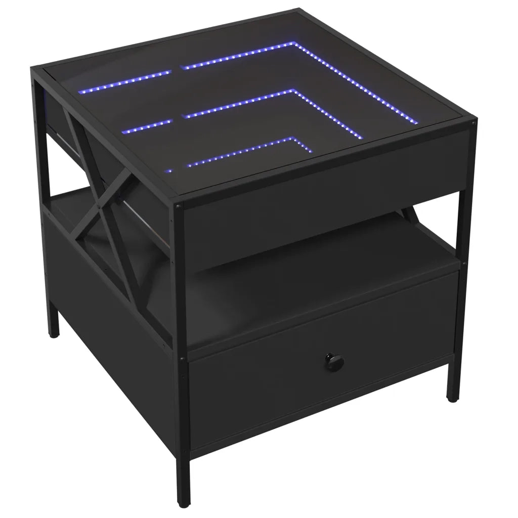 Tavolino da Salotto con LED Infinity Nero 50x50x51 cm 847712