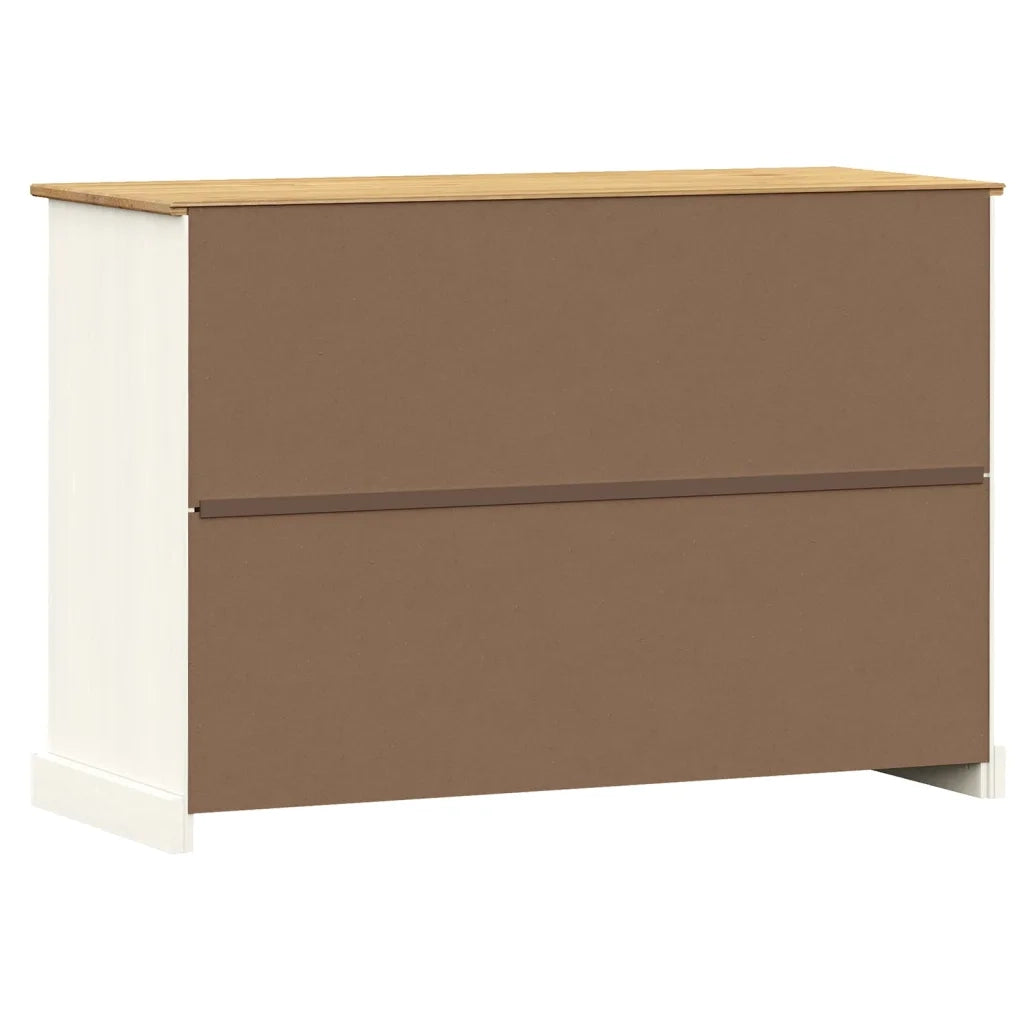 Credenza | Madia | Buffet da pranzo | Armadio da pranzo Cassetti VIGO 113x40x75 cm Legno Massello Pino Bianco