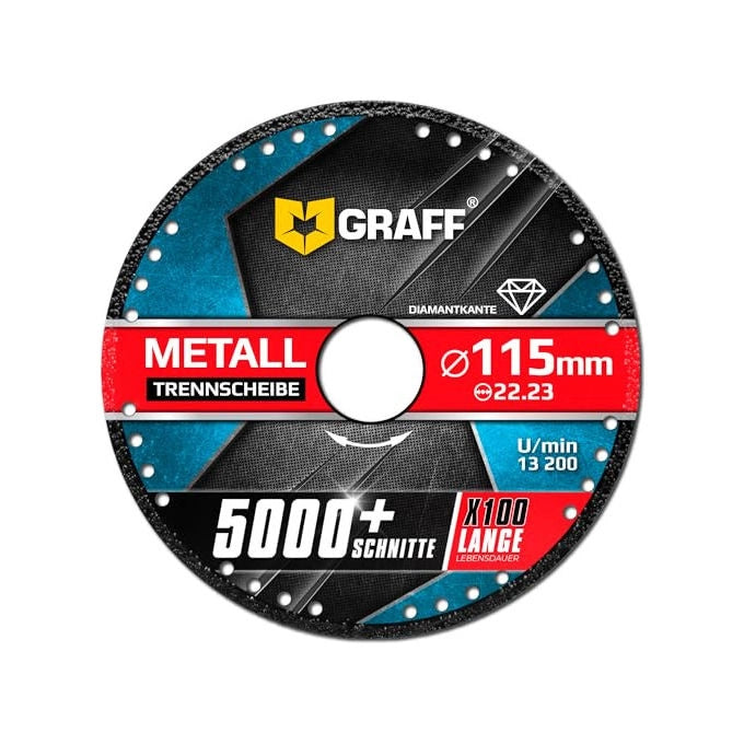 Ecef disco diamantato 115 mm per taglio metalli, foro 22,23 mm, acciaio inox ferro alluminio, smerigliatrice angolare