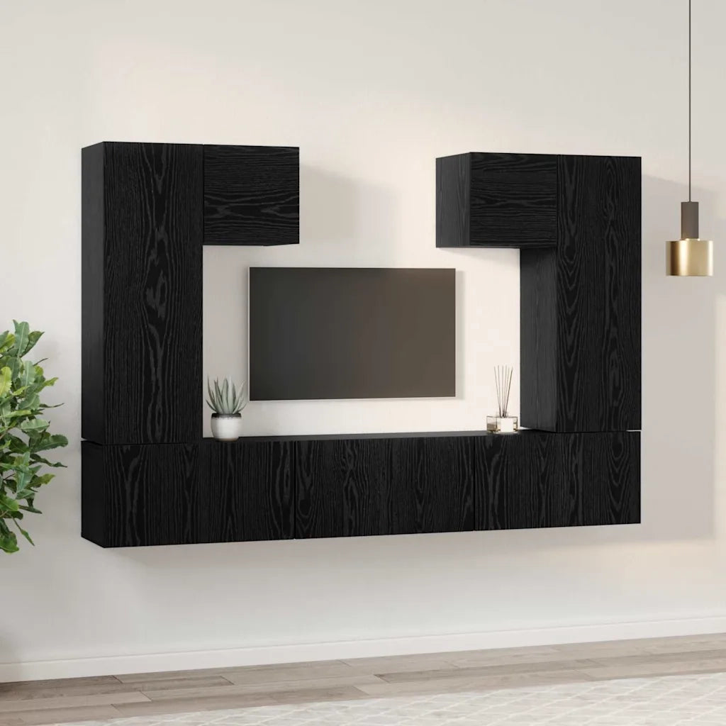 Set mobile TV 7 pcs Rovere Nero Legno multistrato 3393136