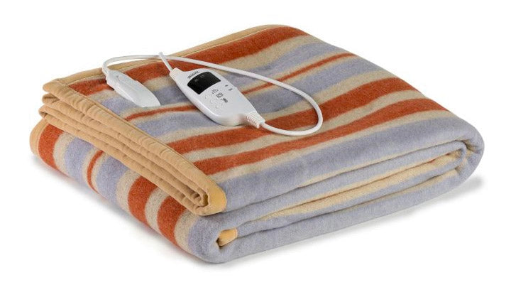 Coperta Elettrica Elettrocoperta Singola in Misto Lana Righe