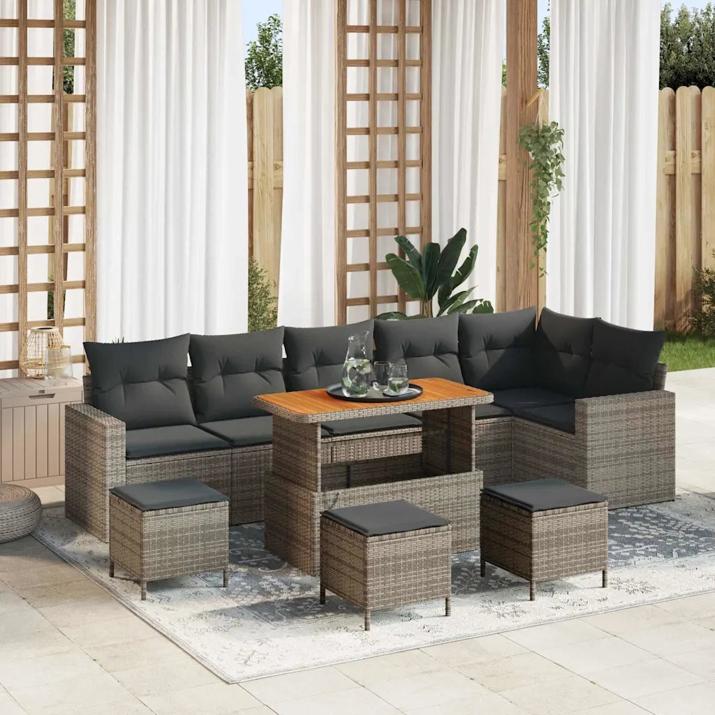Set Divano da Giardino 10 pcs Grigio polyrattan 3361643