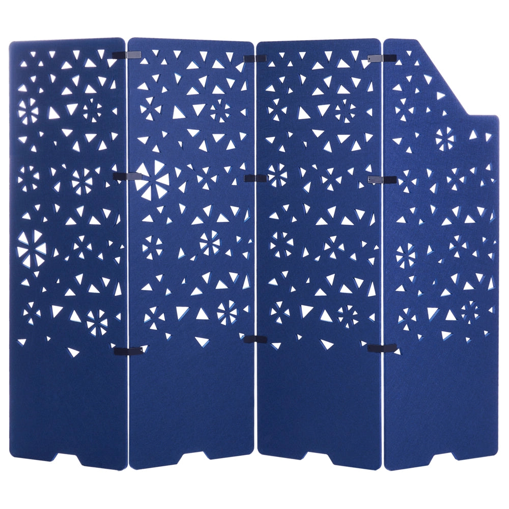 Divisore di stanza a 4 pannelli Tessuto blu navy Schermo per la privacy Parete divisoria per ufficio Riduzione del rumore