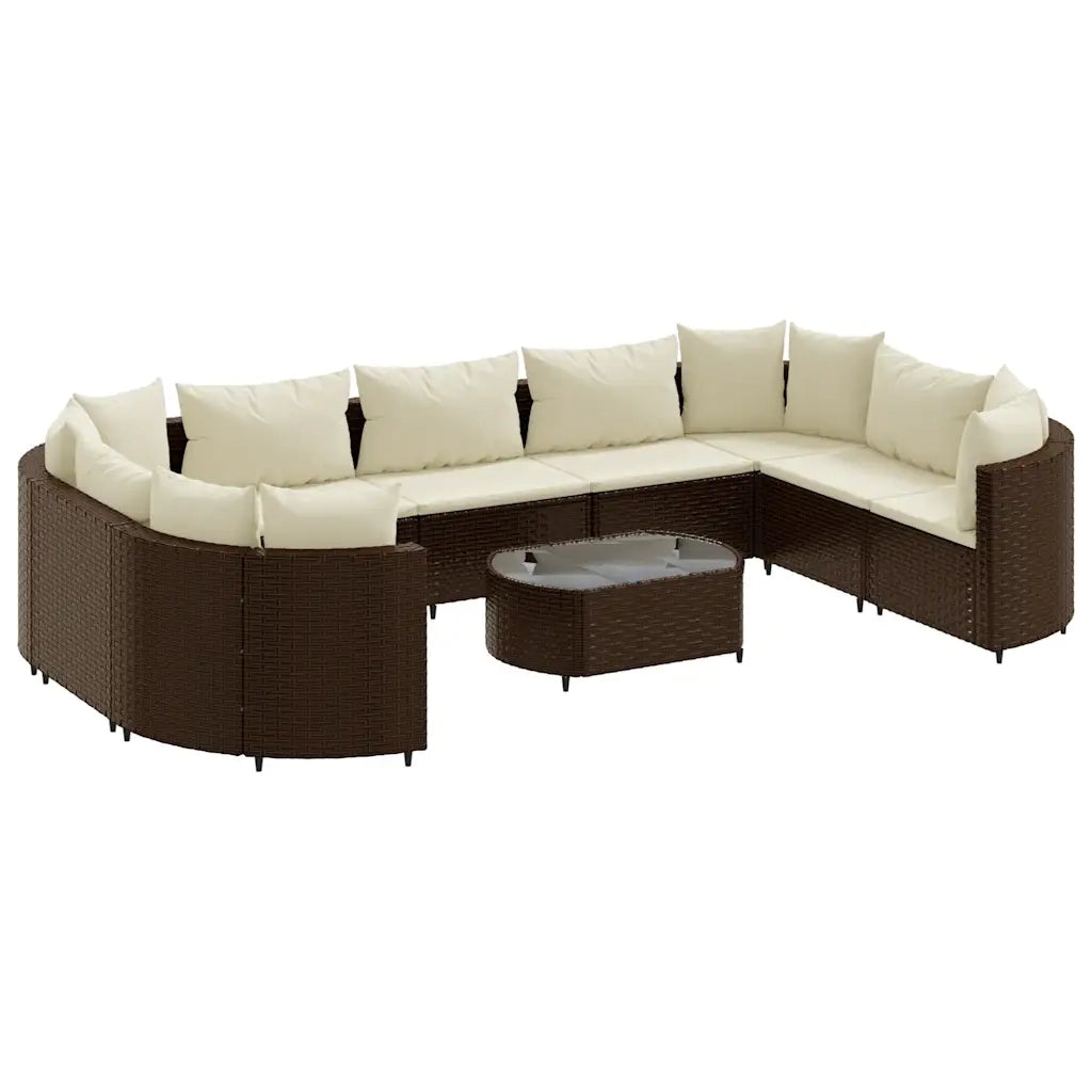 vidaXL Set Divani da Giardino 10pz con Cuscini in Polyrattan Marrone
