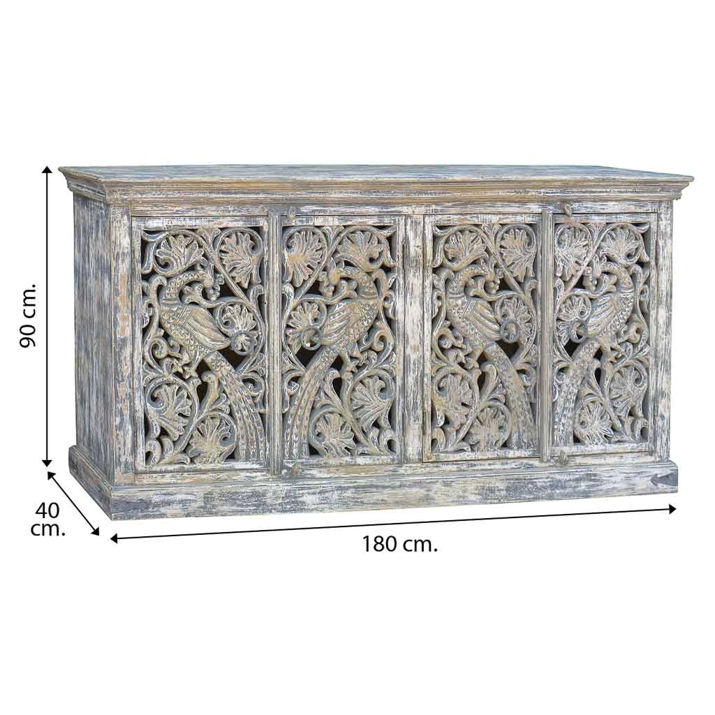 Credenza artigianale in legno 180x40x90h cm
